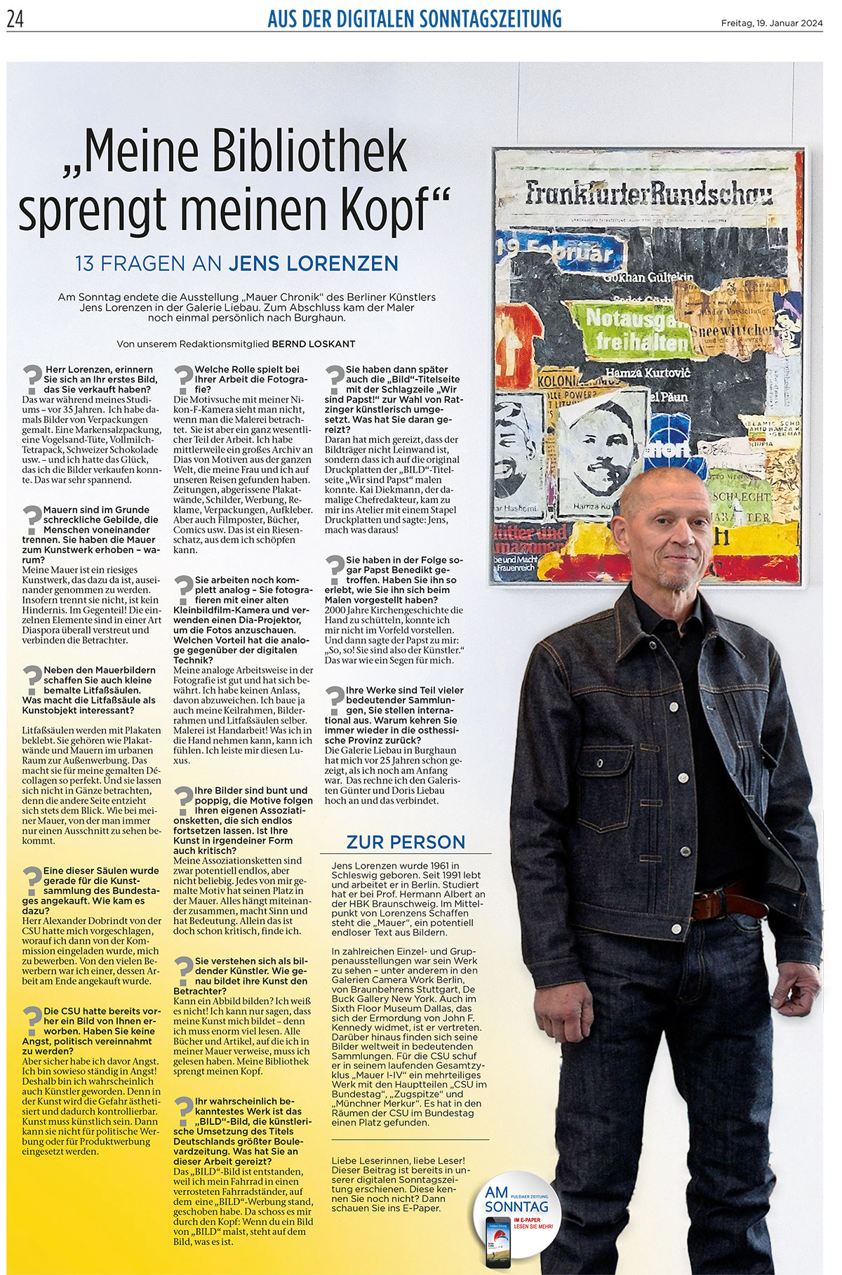 Jens Lorenzen - Portrait in der Fuldaer Zeitung
